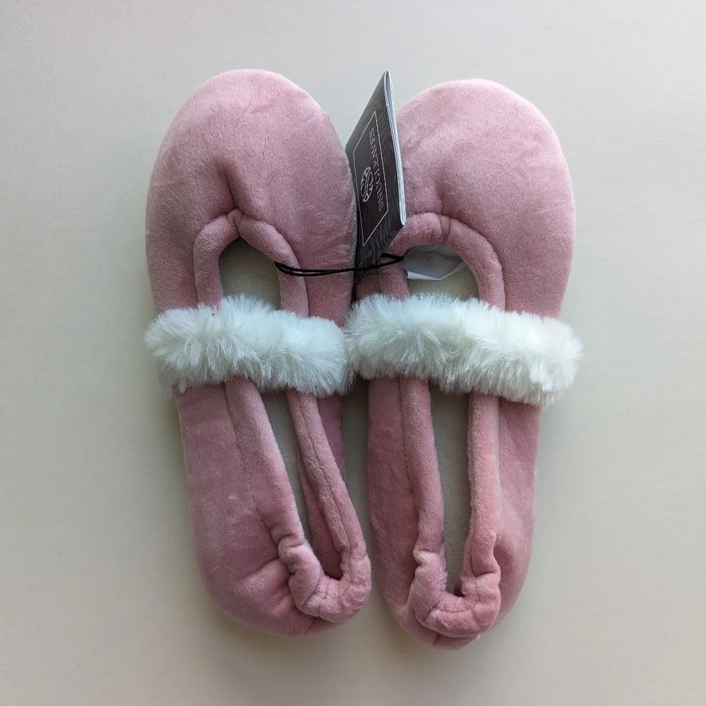 Bloomfield 3 pc Foot Scrub & Pink Snug Leaves Slipper Mary Jane Style Set sz Med
